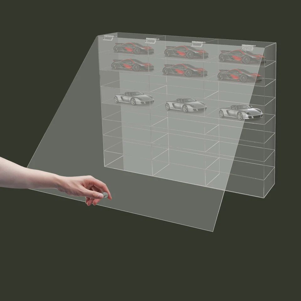 Acrylic Toy Car Display Case Clear Display Box Wall Mounted Toy Display Shelf US - Image 3 of 4