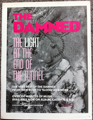 THE DAMNED - THE LIGHT AT THE END OF THE TUNNEL 1988 Full page UK magazine ad