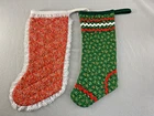 Vintage 70's 80s Country Calico Handmade Christmas Stockings 18" Set of 2