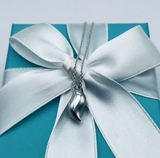 Tiffany & Co. Feather Necklace in Silver Retired with PACKAGING 16”