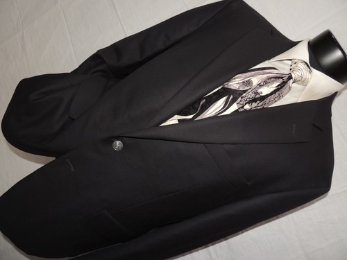 Brooks Brothers Solid Black Blazer Jacket Coat 44 R