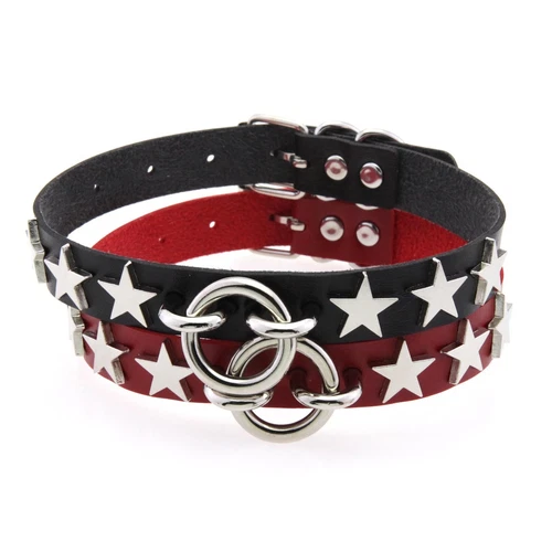 O-Ring Stern Goth Punk PU Leder Choker Halsband Halskette Neckchain Mädchen Party - Bild 1 von 37