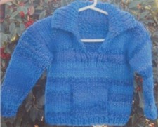 Muench Yarns Knitting Pattern 227 Big Baby Split Neck Pullover w/ Collar - Child