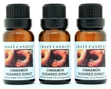 3 Cinnamon Sugared Donut 1/2oz Premium Grade Scented Fragrance Oil Crazy Candles