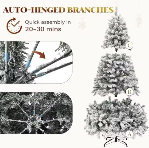 6FT Beautiful Christmas Pine Tree 1346 Branch Tip , 8 Light Mode And Foldable - Picture 4 of 6