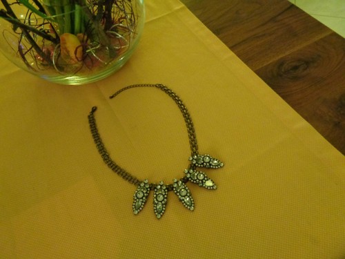 Statement Collier-Kette Blüten Tropfen Strass Kristall Messing Halskette Vintage - Bild 7 von 12