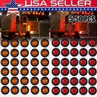 3/4" 12V Marker Lights Led Truck Trailer Round Side Bullet Light Amber Red Lamps