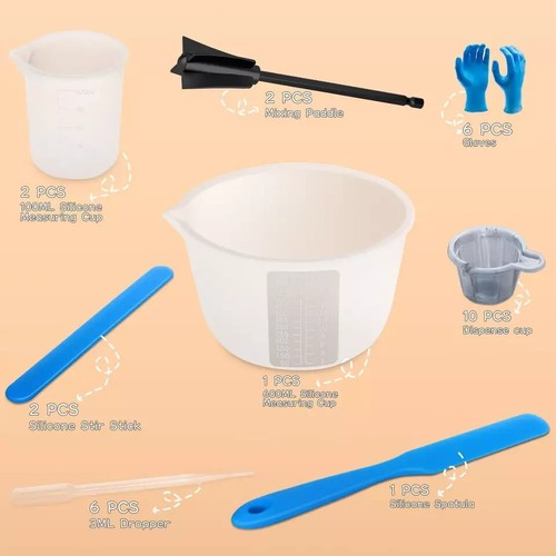 Silicone Measuring Cups for Resin 600 & 100ml Resin Mixing Cups Tool Kit Stir - Picture 2 of 9