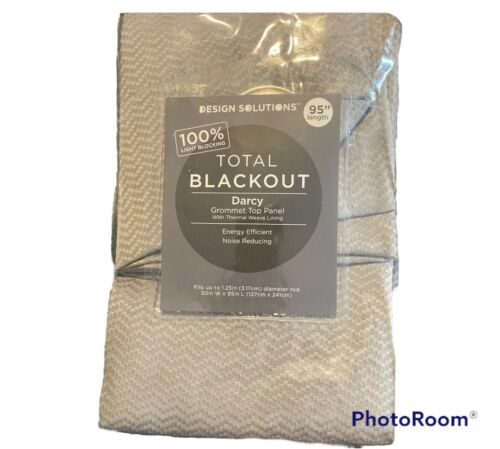 Darcy 95 Inch 100 percent Blackout Grommet Top Window Curtain Panel In Gray - Picture 1 of 6