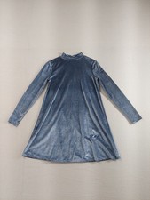 Forever 21 Women Mini Dress Blue Velvet Long Sleeve Mock Neck Breathable Summer