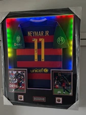 NEYMAR JR SIGNED BARCELONA JERSEY CUSTOM LED FRAMED BECKETT