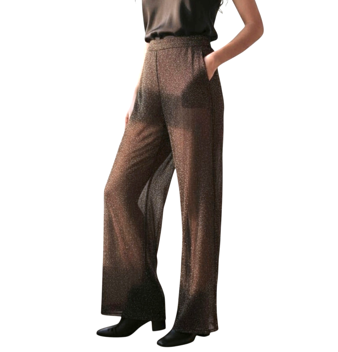 knee length dresses for ladies L I V D Plus Size Mesh Walk Through Pants main image 1