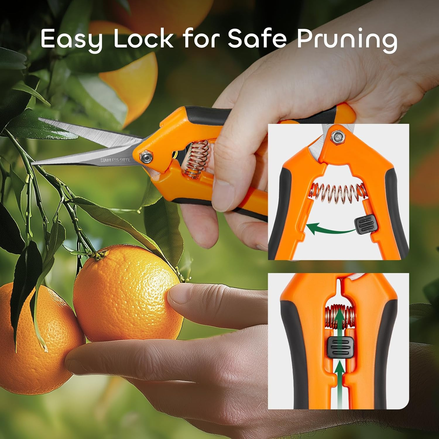GROWNEER 3 Packs 6.5 Inch Pruning Shears Gardening Hand Snips Orange 