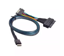 SlimSAS SFF-8654 8i to 2 NVMe U2 SFF-8639 hard drive data cable 75CM