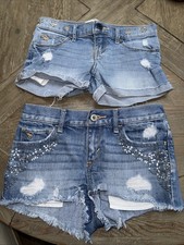 Abercrombie Kids Girls Denim Shorts Two Pair Size 12 RARE VINTAGE Studded