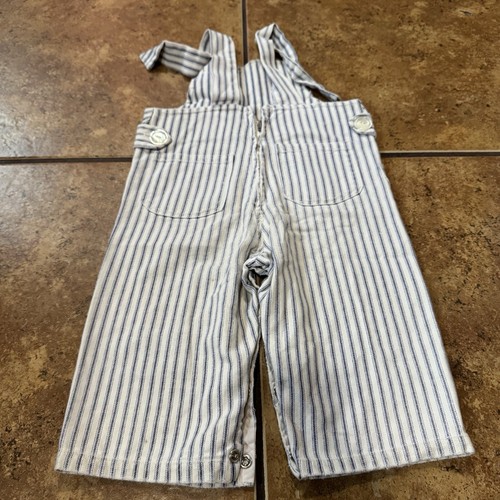 Vintage 1930s Kids Striped Railroad Overalls Toddler Antique 1940s - Picture 2 of 11