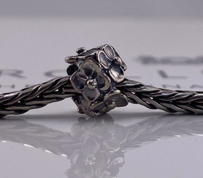 Authentic Trollbeads Hydrangea Bead Sterling Silver Charm RETIRED