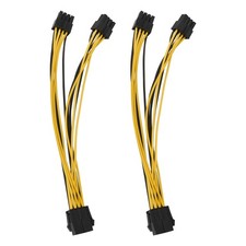 2Pcs CPU 8Pin Female 1 to 2 Male 4 4Pin Y Splitter Supply Cable Cord 18AWG9259
