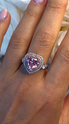 Romantischer 925 Sterling Silber Ring rosa Herz Topas Größe 9