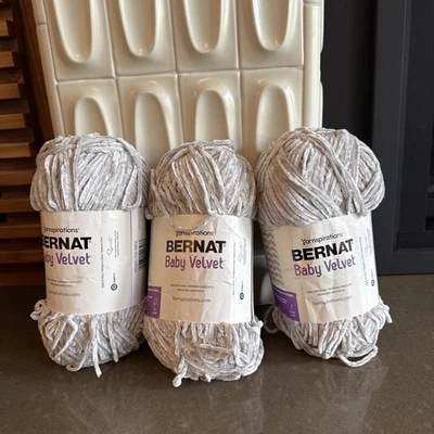Bernat Baby Velvet 4 Medium Polyester Baby Yarn 3 skeins Misty Gray 86016 - Image 1 of 4