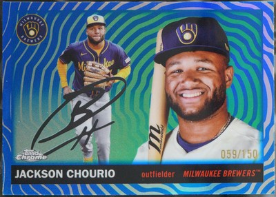 2025 Topps Chrome Platinum - Blue Vibrations #16 Jackson Chourio /150 NM