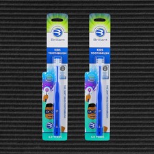 Lot of 2 Brilliant Kids Toothbrush - Ages 5-9 - Soft Bristles Blue New Sealed