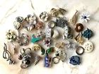 Huge Lot of Vintage Costume Jewelry Pins/Brooches Branded and Not Branded