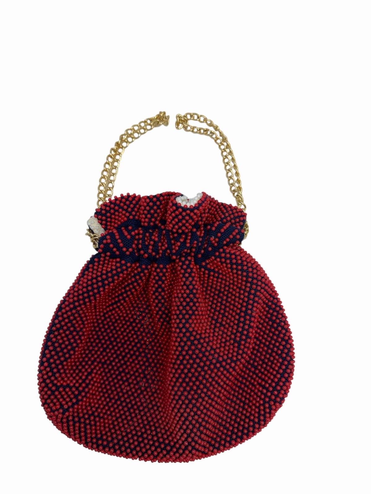 Vtg  Reversible Candy Dot Beaded Drawstring Pouch… - image 7