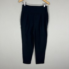 Athleta Elation Pants Women Medium Black Tapered Pleated Stretch Knit Athleisure