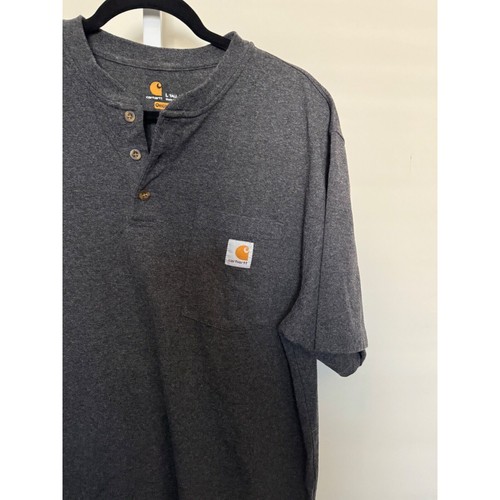 T-shirt Carhartt Original Fit manica corta Henley uomo grande alta grigio scuro - Foto 3 di 6