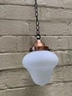 1920's Satin White Milk Glass Light Fixture Lamp Shade Ceiling w Cooper Gallery