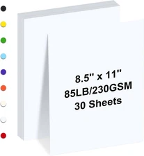 Cardstock White 8.5x11 30 Sheets Cardstock Paper 85Lb/230Gsm Bright White Card