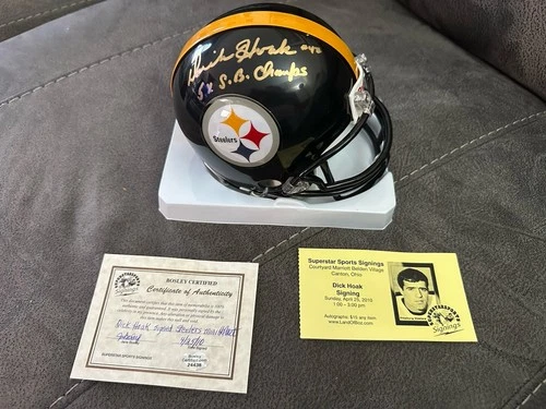 DICK HOAK STEELERS SIGNED AUTOGRAPHED MINI HELMET COA BOSLEY