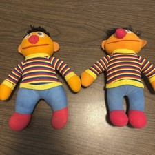 Set Of Two Sesame Street Ernie Plush Playskool, Hasbro Vtg Rare