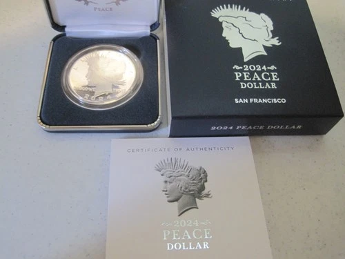 2024 S Proof Peace Silver Dollar with COA and OGP