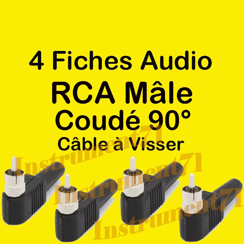 Perel 609016 RCA Fiche coudée avec caoutchouc noir