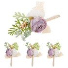  4 Pcs Wedding Corsage Man Bridegroom Artificial Flowers Boutonniere Dress