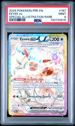 2025 POKEMON PRISMATIC EVOLUTIONS SPECIAL ILLUSTRATION RARE EEVEE EX PSA 9