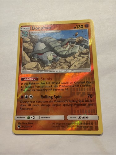 Donphan 112/214 Rare Lost Thunder Pokemon Reverse Holo LP