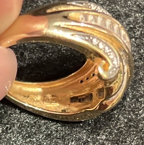Lot of 4 Rings Sterling Silver 925 gold overlay vermeil w/ Cubic zirconia 7.25 - Picture 10 of 20