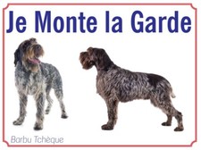 Attention au chien, Je monte la garde plaque ou autocollant Barbu Tchèque