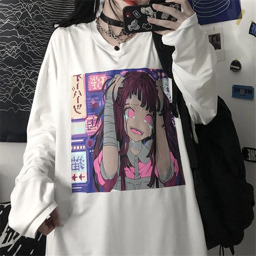Crying Anime Girl Long Sleeve T-Shirt 