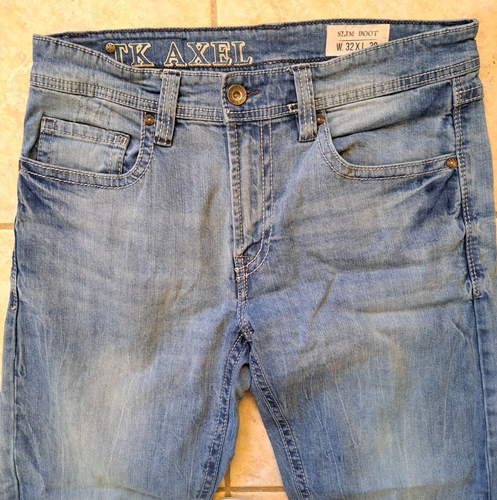 TK Axel Jeans Men's 32 x 30 Slim Boot Light Wash Cotton Stretch Denim Hartford - Picture 3 of 6