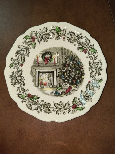Vtg Johnson Brothers England MERRY CHRISTMAS Set 2 Tea Cups Saucers 185-330 EUC - Picture 3 of 14