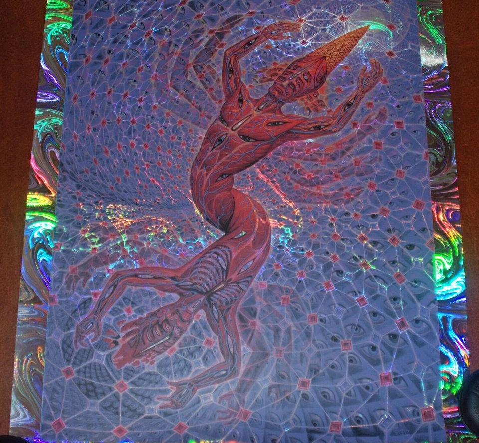 Póster en lámina holográfica Alex Grey impresión artística The Great Turn Rainbow S/# 200 Foto 3 de 4