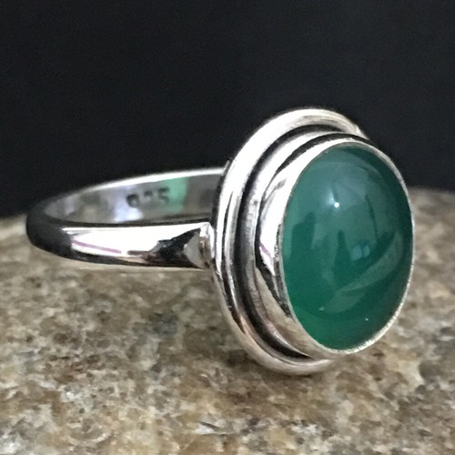 925 Sterling Silver Green Onyx Gems Handmade Rose Gold /Gold Plated Ring GRS1148 - Picture 2 of 14