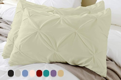 Pinch Pleat Set of 2pc Pillow Shams All Solid Colors & Sizes 800 TC 100% Cotton - Picture 11 of 36