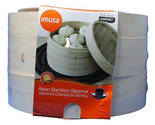 Asian Bamboo Steamer Basket with Cookbook Imusa Five Tier Natural New with Tags - 第 1/10 張圖片