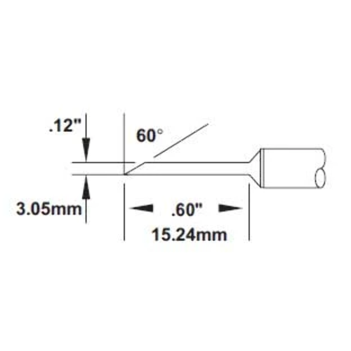 Thermaltronics H60-BC28 Hoof Soldering Tip - 60 Degree, 3.3mm (0.13") For Hakko T31-03BC28/FX-100
