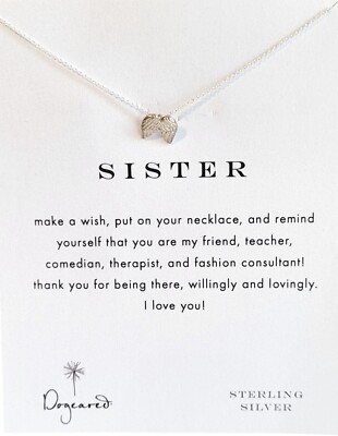 Dogeared Make A Wish Sister Angel Wings Charm Necklace 18 in Silver Chain 